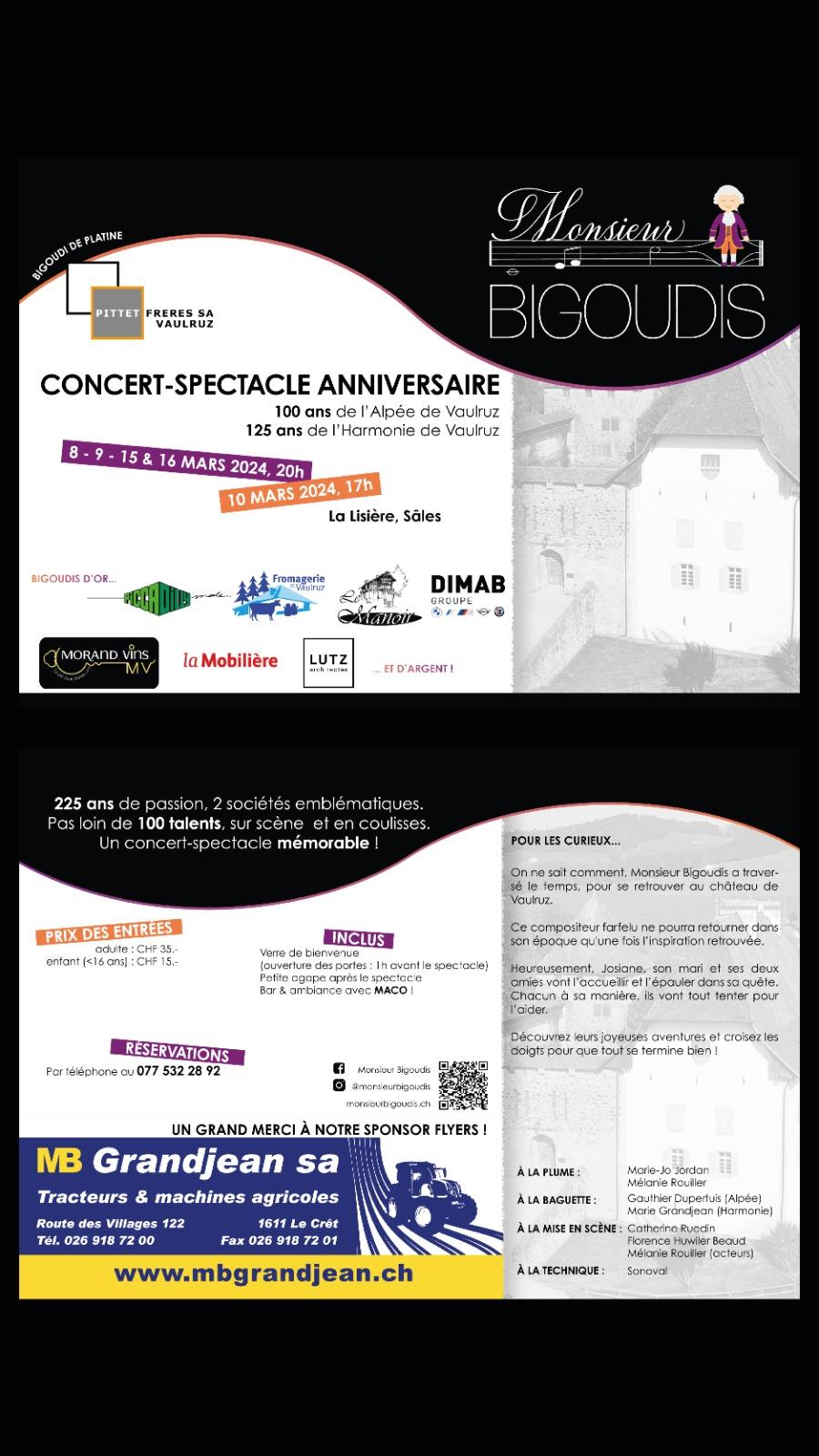 Flyer concert spectacle 2024 Monsieur Bigoudis
